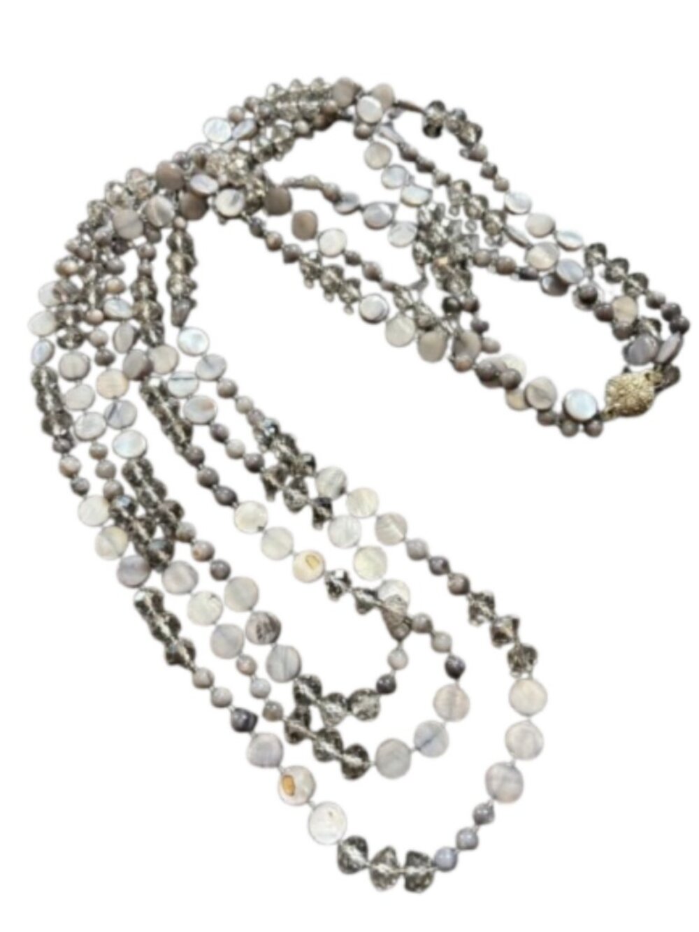 Multi-Strand Gray Bead Necklace - Women's Layered Fashion Jewelry
